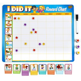 Learn & Climb Toddler Chore Chart - 63 Behavioral Chores as Potty Train, Behavior & More. “Thick Magnetic” Reward Chart Board/Tasks-for Multiple Kids