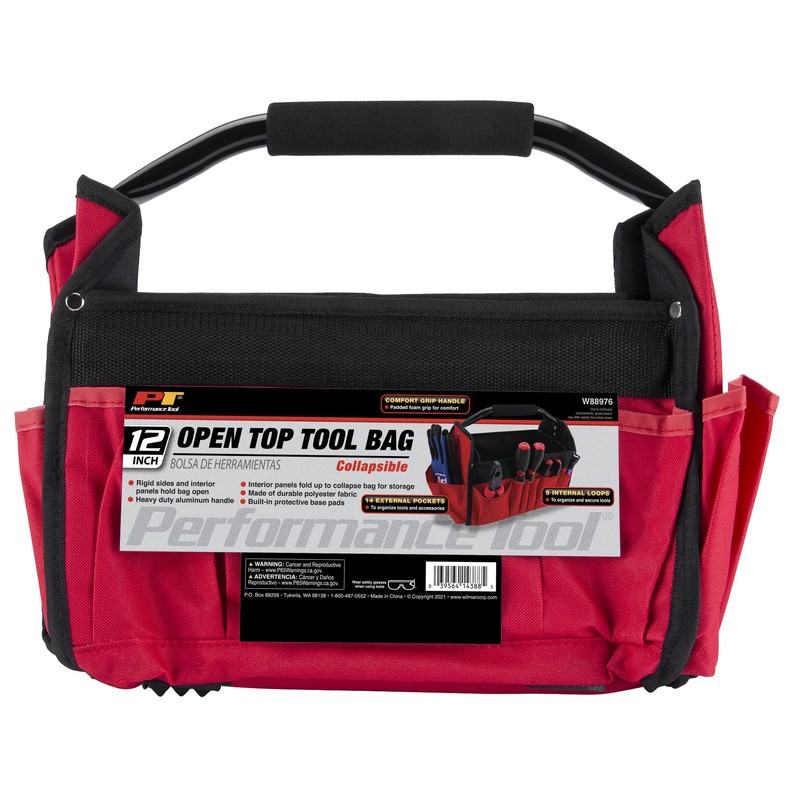 Performance Tool W88976 Durable Polyester Fabric Tool Bag with 14