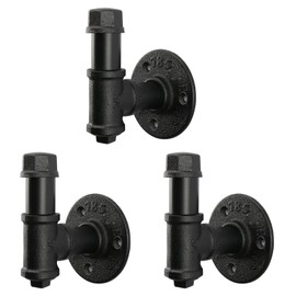Jeasor 3 Pack Industrial Iron Pipe Robe and Towel Hooks Wall Mounted Home Decor, Bathroom Hardware Rustic Vintage Style Heavy Duty Farmhouse DIY Coat Hook for Wall Hanging