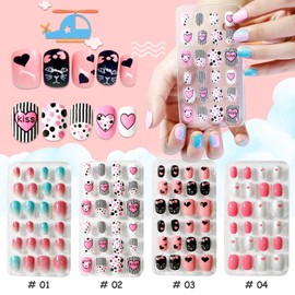 EBANKU 288 Pcs Nail Tips for Kids Press On False Nails Cute Girls Nail Tips Girl Hand Decoration Nail Decoration Nail Supplies Fake Nail Set DIY Manicure