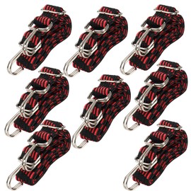 ZEONHEI 8 Pack 1m Bungee Cords with Hooks, Flat Bungee Straps, Adjustable Bungee Cords for Bicycle Car Camping Luggage Roof Racks Fixings, 3cm Wide