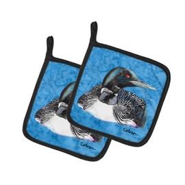 Caroline's Treasures 8717PTHD Loon Pair of Pot Holders Kitchen Heat Resistant Pot Holders Sets Oven Hot Pads for Cooking Baking BBQ, 7 1/2 x 7 1/2