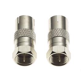 TV Aerial Plug to F Male for TV and Radio | F Type Male to IEC Coax Female Satellite Cable Connector | Pack of 2