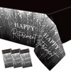 FVABO Retirement Party Decorations Tablecloth, 3Pcs Disposable Silver and Black