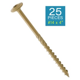 #14 x 4" Tan IMScrews Wood Deck Screws - T30 Star Drive with Large Washer Head - Rust-Resistant Outdoor Deck Screws for Timber, Log, and Landscaping Wood Projects Pack of 25