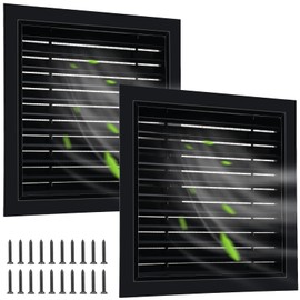 Gisafai 2 Pcs 18" x 18" Gable Vent Aluminum Alloy Wall Vents Shed Attic Vent with Screen Return Air Grill with Screws, for Ventilation Exterior Doors Wall House (Black)