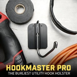 Holstery HookMaster | Tool Belt Utility Hook Holster - Heavy-Duty Steel Swivel Hook Holder - All Metal