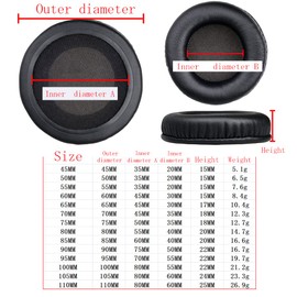 JHZZWJ Ersatz Ohrpolster für Durchmesser 60mm (6cm) 2.36inch (Runde), kompatibel mit 60mm 1 Paar Ohrpolster aus Kunst Leder