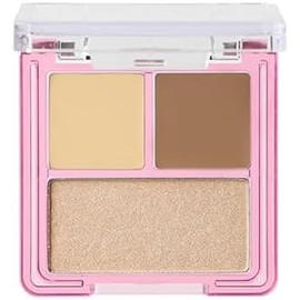 GALLZ Hanamichi 3D Palette 02 Deep Sculpting Brown 3.8g | 3-Color Palette with Concealer, Shading & Highlight for Defined, Dimensional Makeup