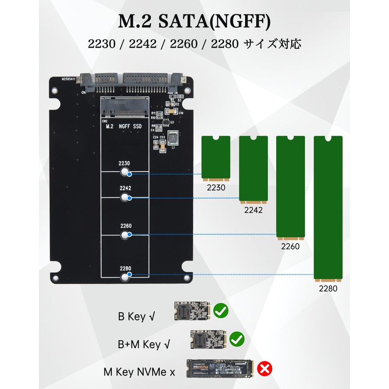 ELUTENG M.2 NGFF to SATA 3.0 Converter 6Gbps Adapter External