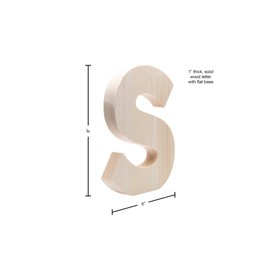 Hampton Art Wood Letter Chunky 8" S, Wooden Letters, Wood Letters, Wooden Letters Wall Decor, Large Letters 8 Inch, Small for Crafts