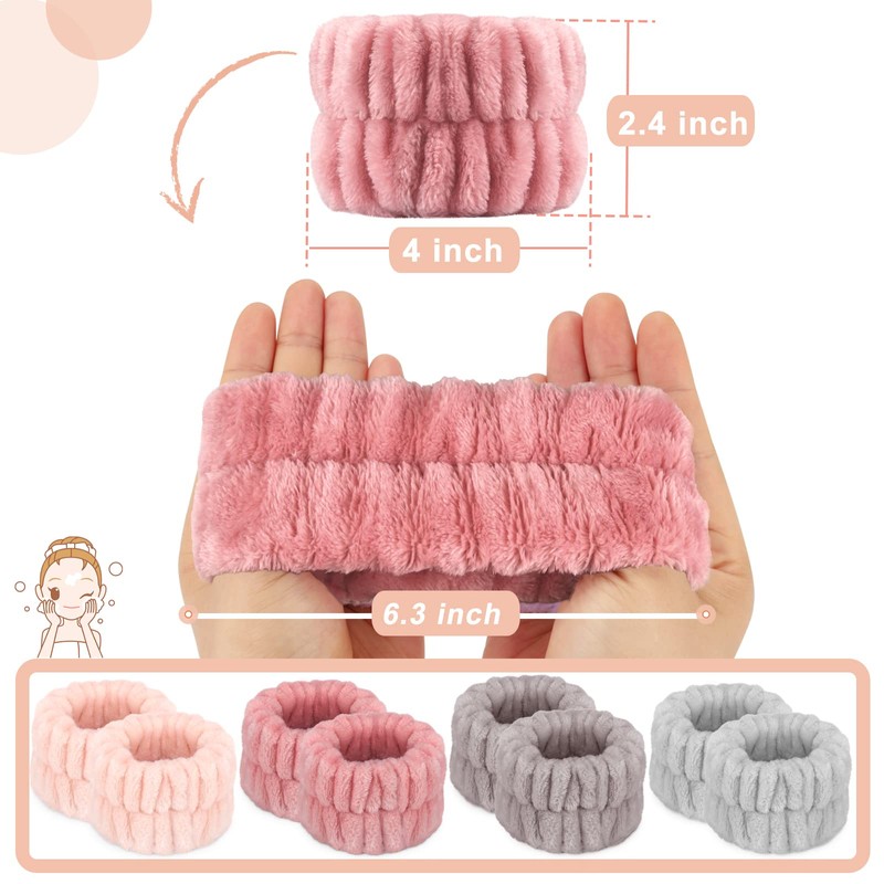 8 Pcs Spa Wrist Bands - Absorbent Microfiber Wristbands for