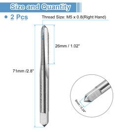 sourcing map 8pcs Straight Flute Thread Tap, M6 x 1.0 Metric Screw Threading Tapping Tool Thread Milling Machine Taps, High-Speed Steel 6542 (HSS 6542)