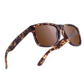 MAXJULI Polarized Sunglasses for Men and Women,UV400 Protection Rectangular Sun Glasses,Ideal for Driving Cycling and Running 8806（Leopard Frame/Brown Lens）