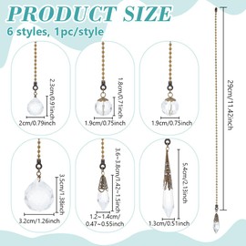 BENECREAT 6 Stile Deckenventilator Zugketten Zugkettenverlängerungen Für Deckenventilatoren Aus Kristallglas Dekorative Vintage Kette Für Wohnzimmer Deckenleuchte Ventilator Tischlampe