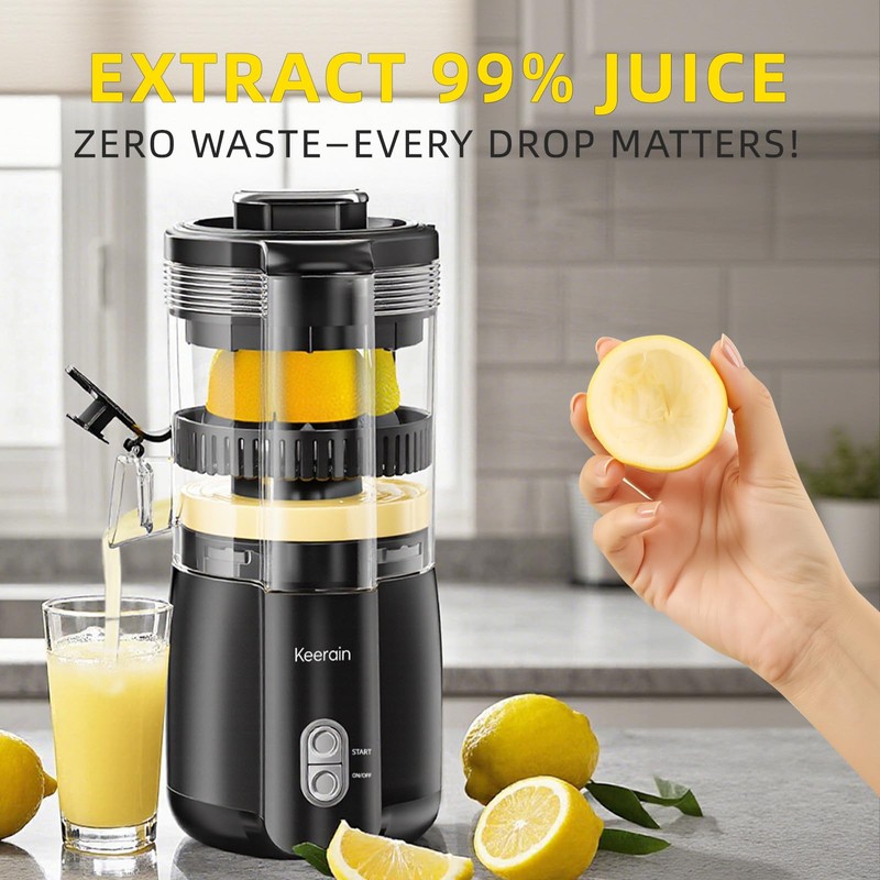 Electric Lemon Juicer, Hand-Free Citrus Juicer Machine with Cleaning Brush,