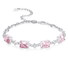 PRAYMOS Birthstone Bracelets for Women Mom Mother's Grandma Sterling Silver Women Bracelets Birthstone Jewelry Gifts