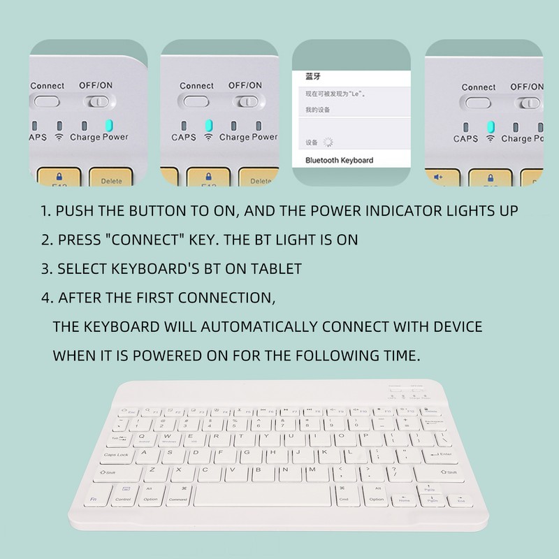Tablet Keyboard QWERTY Layout Auto Sleep Ultra Slim BT Connection