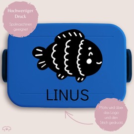 Children's Bento Box Midi Lunch Box for Mepal Bento Box - Fish Fish - 900 ml - Blue - Fish School Box Food