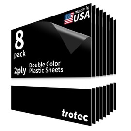 Trotec TroLase | 12"x12"x1/32", 8 Pcs | Black/White | 2 Ply | Modified Acrylic | Laser Engraving Double Color Plastic Sheet | Engraving Blanks for Laser, Saw, Guillotine | Made in USA