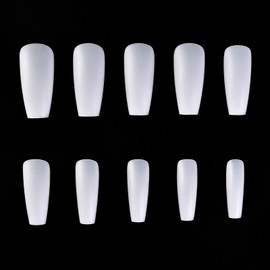 KADS 500 Stück Stiletto-Nagelspitzen zum Aufdrücken auf Nägel, künstliche Nägel, volle Abdeckung, Acrylnägel, falsche Spitzen, 10 Größen (kurzes Trapez, Natur)