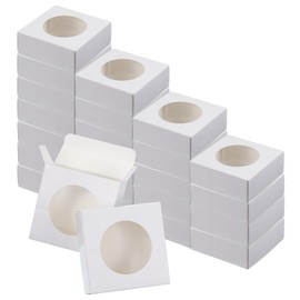 PATIKIL Paper Soap Boxes, 24Pcs 3.1" x 1.2" x 2.8" Kraft Square Paper Boxes Handmade Soap Boxes with Round Clear Window for Bakery Candy Soap Making Birthday Christmas DIY Craft, White