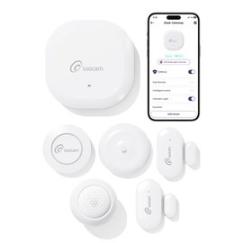 Loocam Wireless Alarm System 6 Pieces Kits, House Alarm for Apartment, 1 Smart Hub, 2 Door & Window Sensors, 1 Smart Button, 1 PIR Motion Sensor, 1 Water Leak Sensor, WiFi Motion Sensor for Home