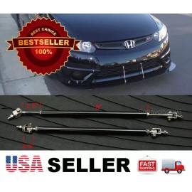 Unbranded Black 8-11 adjustable extension Rod Bumper Lip Diffuser splitter For Honda Acura