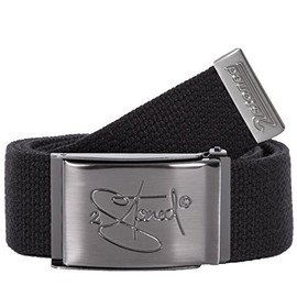 2Stoned Fabric Belt Black 4 cm Wide with Matte Buckle with Bottle Opener 120 cm Long for Men and Women, black