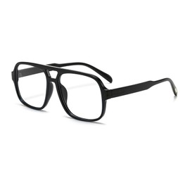 Breaksun Retro Aviator Sunglasses for Women Men Trendy Classic 70s Square Aviator Sun Glasses Vintage Shades (Black/Clear)