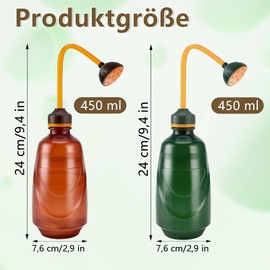 Klein Gießbrause Ballbrause, 2 Stück Gießkanne klein für Keimlinge, 450 ml Mini Gießkanne, Gießkanne, Softsprüher für Kleine Pflanzen Stecklinge Blumen Setzlinge (Braun+Grün)