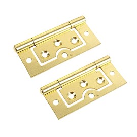Brass Plated Hinges Door Flush Hinges 75mm/3-Inch Heavy Duty Hurl Hinges for Internal External Doors Cupboards Cabinets Dresser Wardrobes Pack of 2.