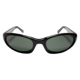Kiss Genuine Vintage 80s 90s Style Mens Womens Green Oval Lens Black Sunglasses