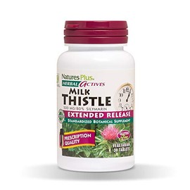 NaturesPlus Herbal Actives Milk Thistle, Extended Release - 500mg, 80% Silymarin, 30 Vegetarian Tablets - Gluten-Free - 30 Servings
