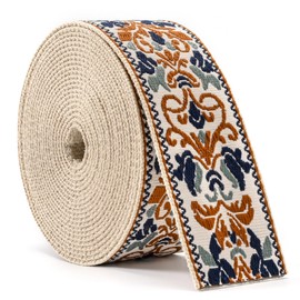 Heavy Cotton Webbing 1.5 Inch 2 Inch Webbing Strap for Bag Straps, Outdoors Indoors Arts and Crafts, High Density Webbing with Jacquard Embroidery Pattern - Color 5-1.5" 5 Yards