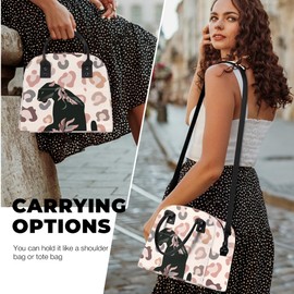 Clastyle Women Lunch Box Bag Flower Large Camping Adult Lunch Tote Insulated Cooler Bag for Office Work Picnic,Brown Leopard