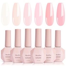 MelodySusie Pastel Pink Gel Nail Polish Set - 6 Colors Nude Pink Milky White Soak Off UV LED Gel Polish Gift for Women Nail Art Manicure Salon DIY Nail Design Decoration at Home