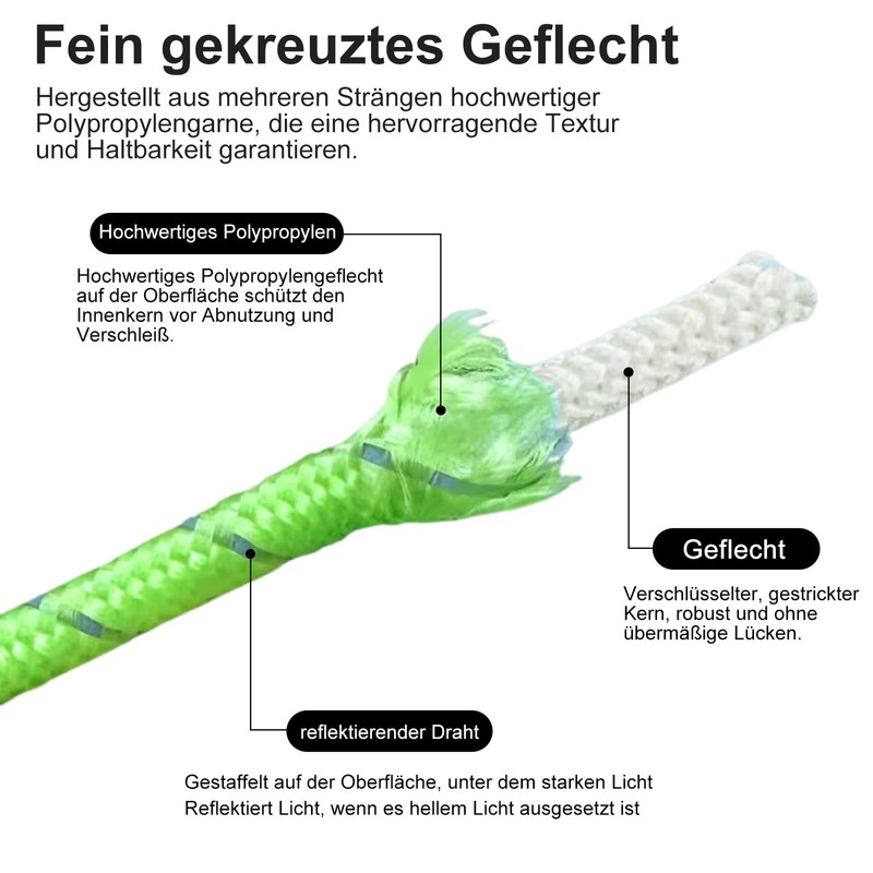 Reflective Tent Guy Ropes, 10 PCS Green Tent Guide Rope