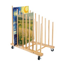 Julymoda Art Storage Rack, Art Canvas Storage, 9 Section Wooden Painting Drying Rack Display Stand for Frames, Drawing Board, Canvas, Printed Matters Suitable for Studio, Gallery, Artwork Exhibition