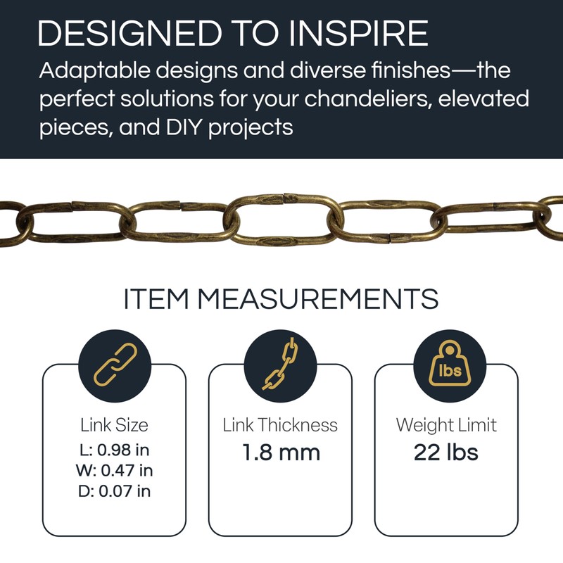 RCH Hardware CH-S58-20-AC-10 |12 Gauge Decorative Solid Steel Spanish Link