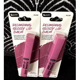 BPURE 2pk B PURE PLUM MAUVE PLUMPING GLOSSY LIP BALM STRAWBERRY GRAPE SEED EXTRACT
