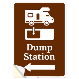 Dump Station With Left Arrow,10x7 Inches, 4 Mil Vinyl Decal Stickers Weather Resistant, Made in USA by My Sign Center