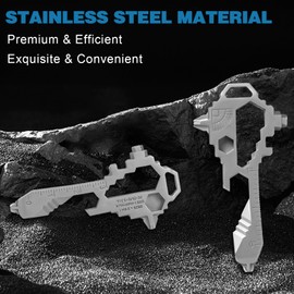 Herda Keychain Multi-tool,17 in 1 Stainless Steel Pocket Utility Gadget,Key Shaped Mini EDC Tool, TSA Safe Compliant,Camping Survival Backpack Tool,Gifts for Men Women Family Friends Holidays etc