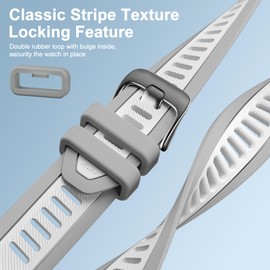 Stripe Silicone 18/20/22mm Band Compatible with Garmin Venu/Forerunner 165/Vivoactive 5/Venu Sq/Venu 3S/Vivoactive 4S/Venu 2S/Venu 3/Venu 2/Vivoactive 4 Soft Breathable Sport Strap for Men Women