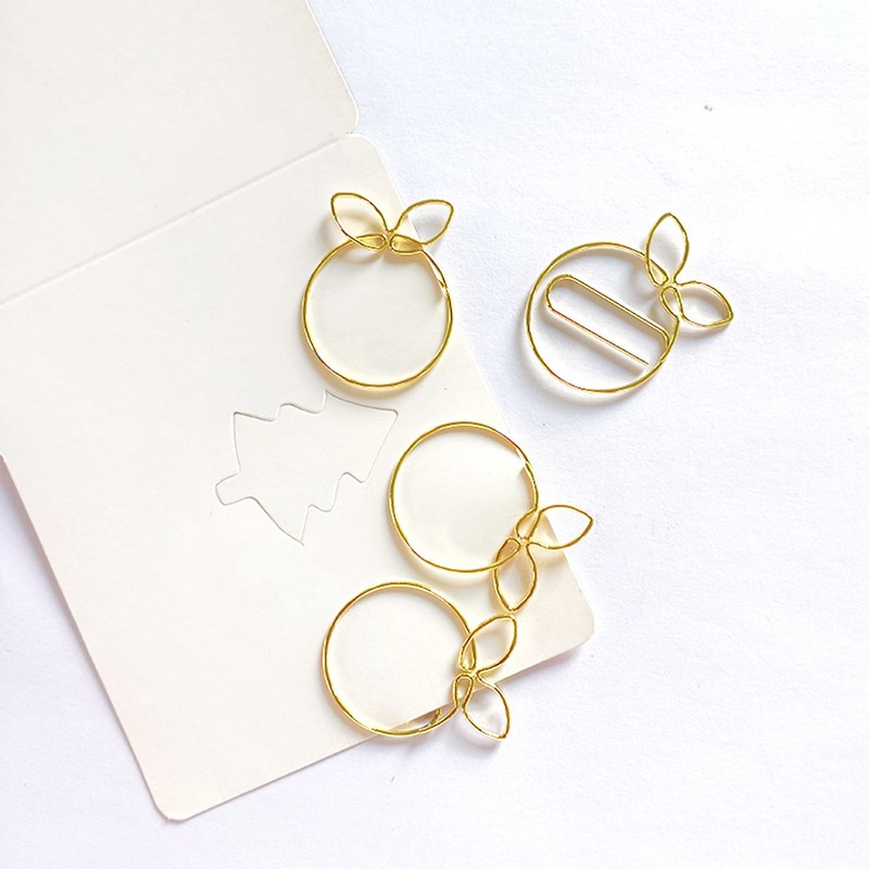 100Pcs Gold Paper Clips Cute Shape Stainless Steel Multifunction Metal