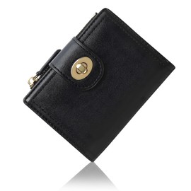 Purses for Women PU Leather Bifold Wallet Card Holder Ladies Purse with Zipper Coin Pocket Multiple Card Slots (Black)
