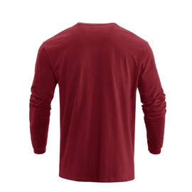 H HYFOL Men's Graphic T-Shirts USA Flag 100% Cotton Long Sleeve American Patriotic Crewneck Regular Tee Shirts(Savvy Red,S)