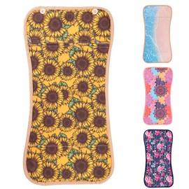 Jasenna Castor Oil Pack Wrap,Reusable Organic Castor Oil Packs for Liver Detox,Insomnia,Constipation and Inflammation,Adjustable Elastic Strap Bamboo Cotton Machine Washable Anti Oil Leak(1-Sunflower)