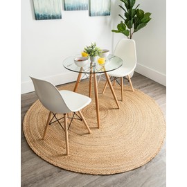Unique Loom Braided Jute Collection Area Rug - Dhaka (7' 1" Round, Natural)