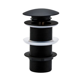 wohnfreuden 120 mm Pop-Up Drain Valve without Overflow for Washbasins and Washbasins - Universal Drain Fitting Matte Black - Drain Fitting Including Seals for Washbasins of All Types